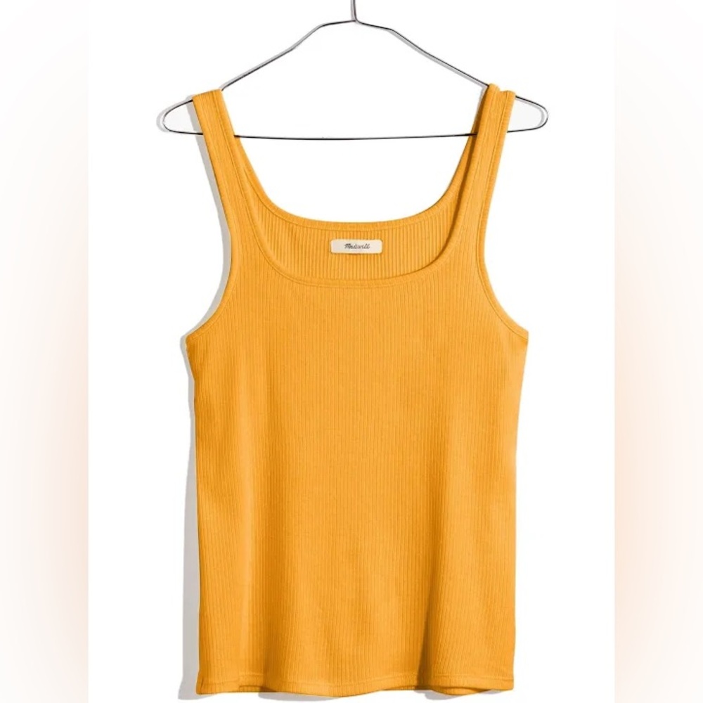 MADEWELL ribbed square neckline tank top mustard size S